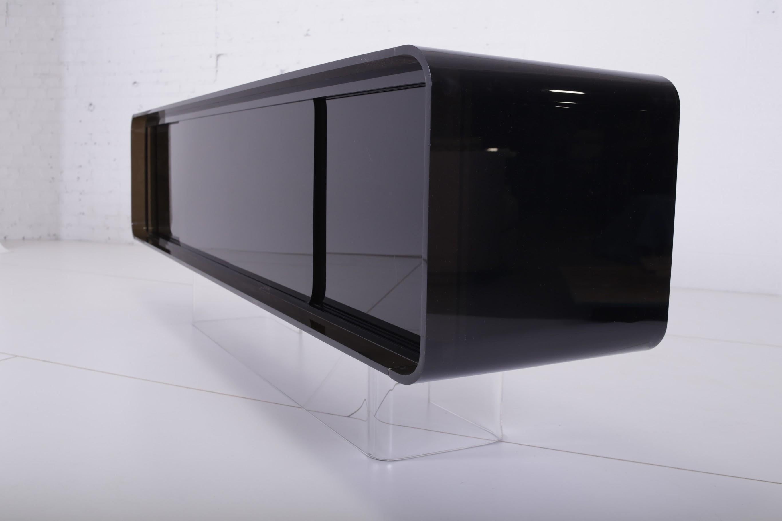 Acrylic Gary Gutterman Smoked Lucite Credenza, 1978