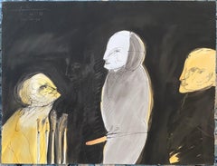 Surrealismo Figurativo Moderno Acuarela, Dibujo - "Los Vestidores"