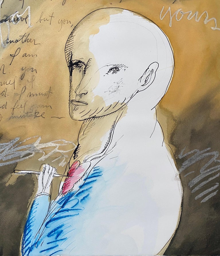 Gary Hansmann Modern Figurative Surrealism Watercolor Drawing