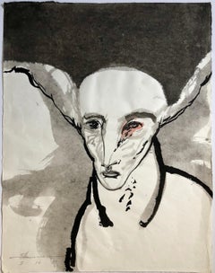 Modern Figurative Surrealism Watercolor Painting, Drawing California Artist