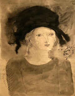 Modern Figurative Surrealist Watercolor Painting, Drawing 'Prince of Innocence'