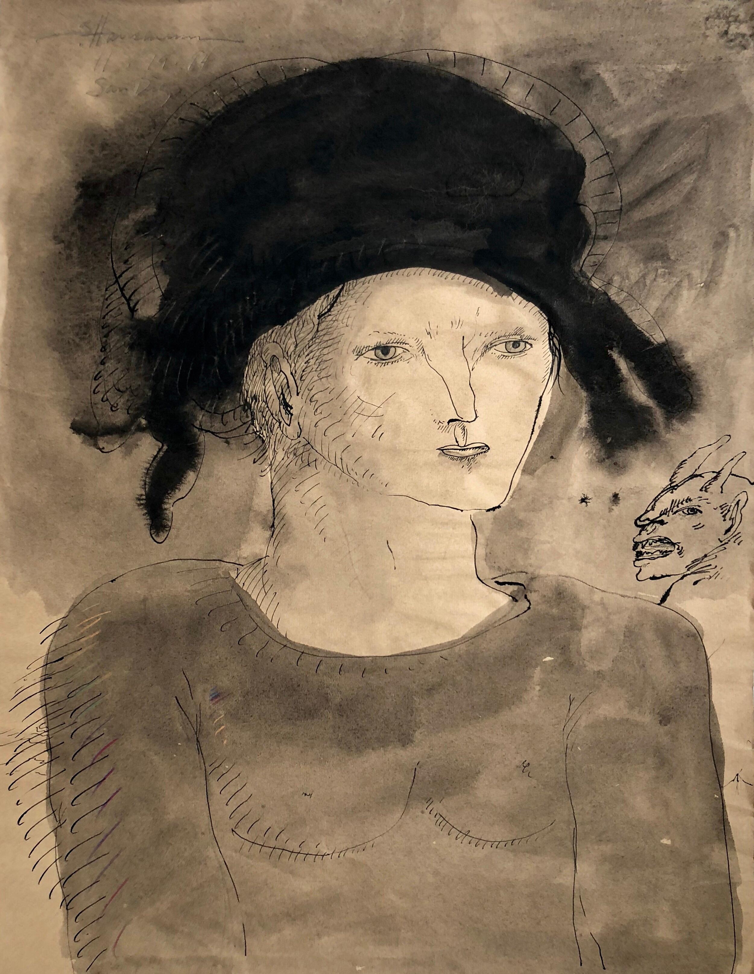 Gary Hansmann Figurative Art - Modern Figurative Surrealist Watercolor Painting, Drawing 'Prince of Innocence'