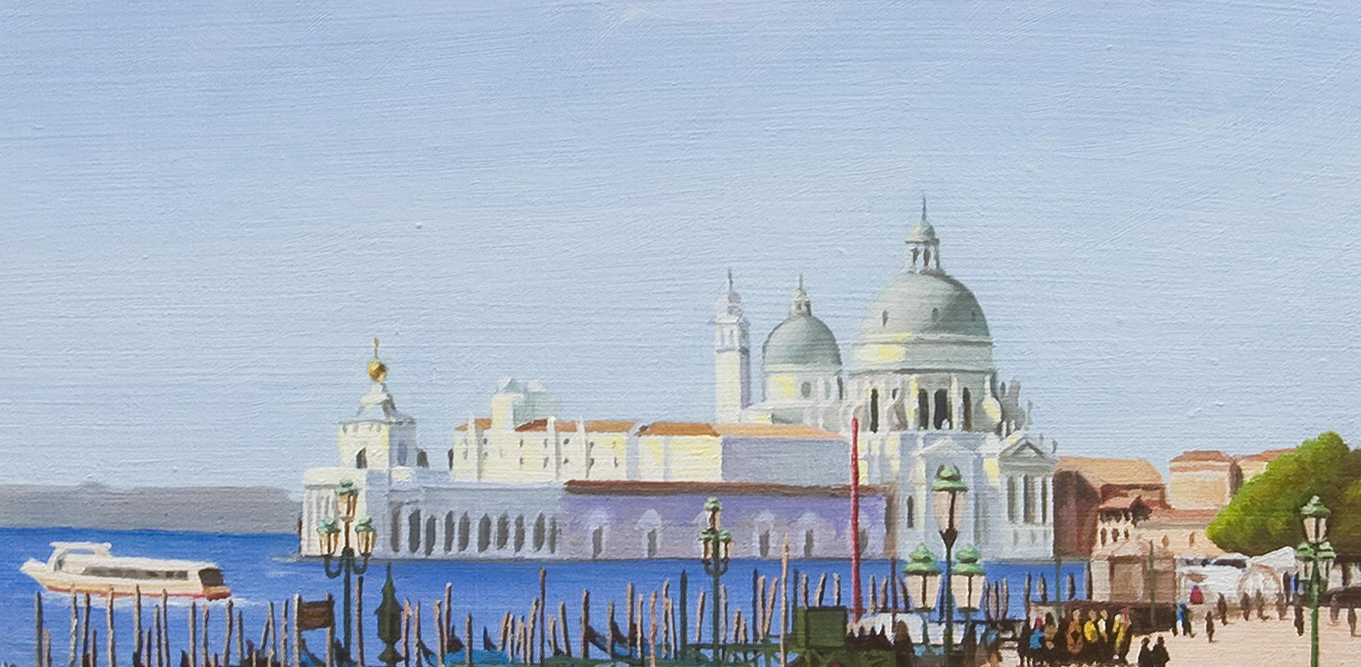 A Holiday in Venice American Realist, Landscape, People in Venice Italy - Painting by Gary Hernandez