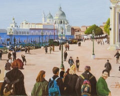 A Holiday in Venice American Realist, Landscape, People in Venice Italy