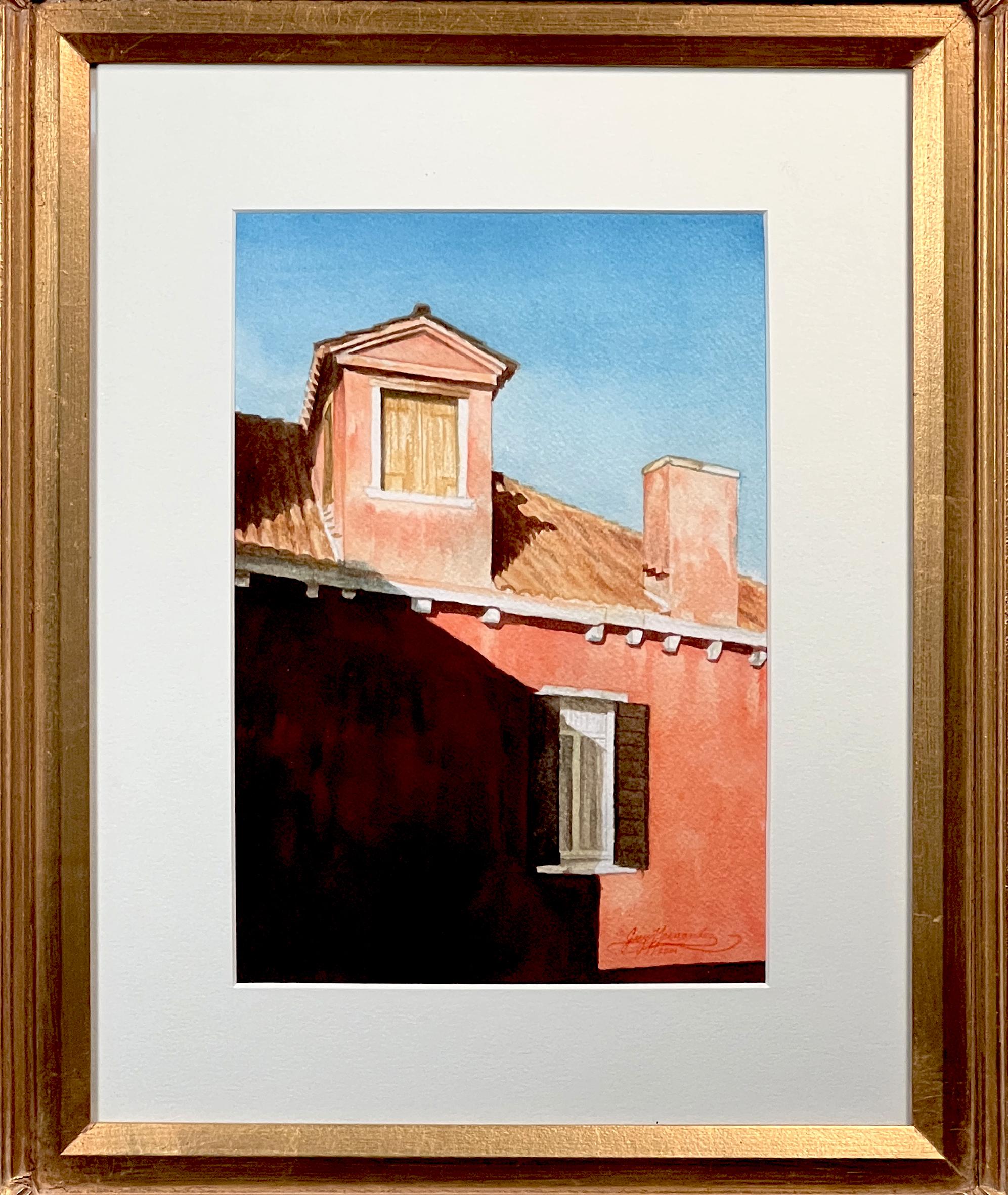 Ansicht aus dem Hotel Campiello, Venedig, Italien, Realismus, Aquarell, 10 x 7, – Painting von Gary Hernandez