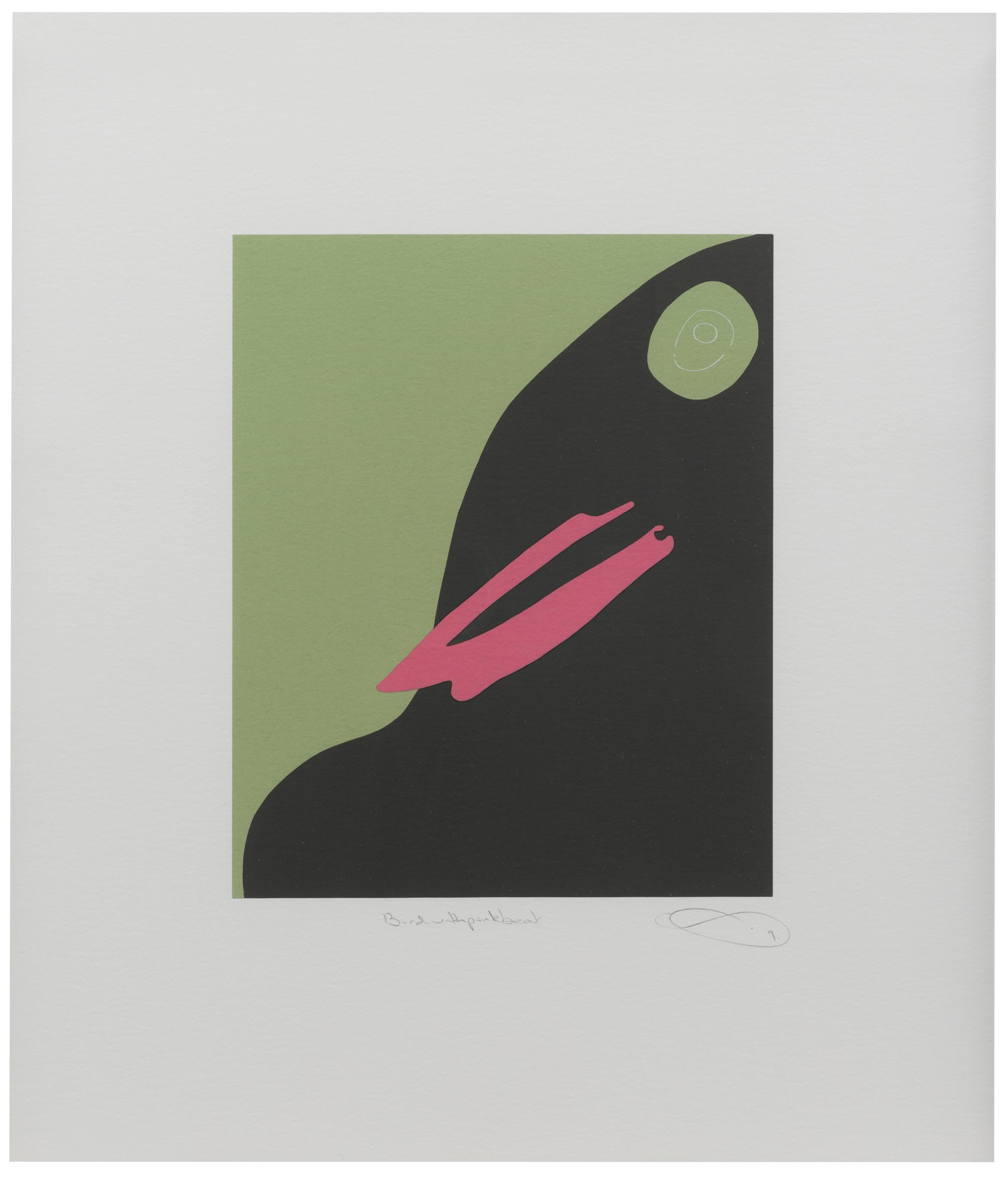 Gary Hume Abstract Print – Vogel mit rosa Schnabel