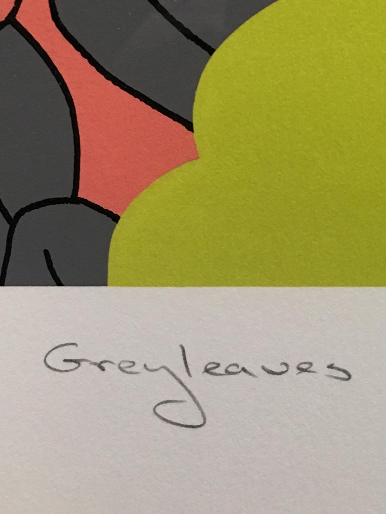 Feuilles grises  - Marron Landscape Print par Gary Hume