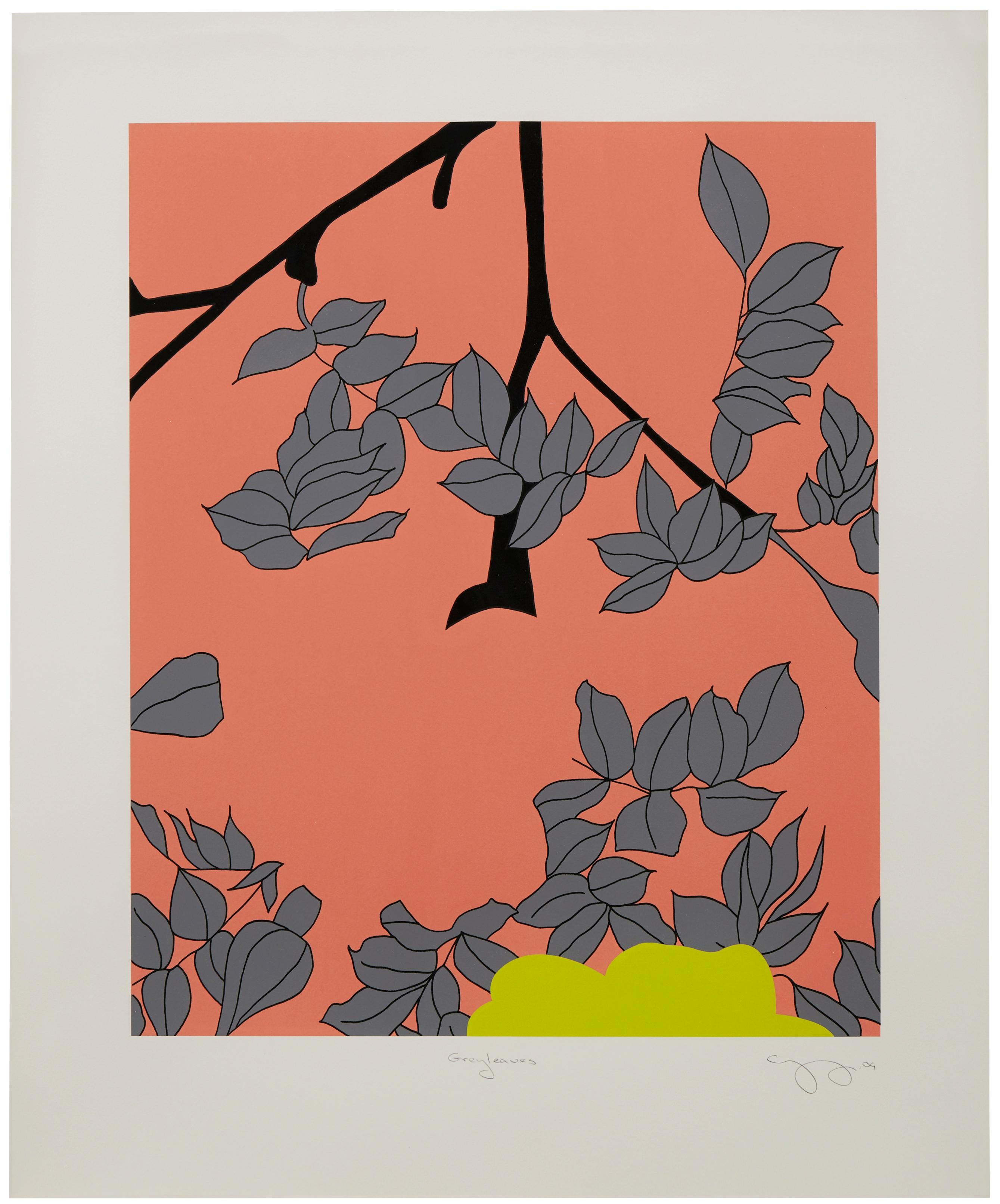Gary Hume Landscape Print - Grey Leaves 