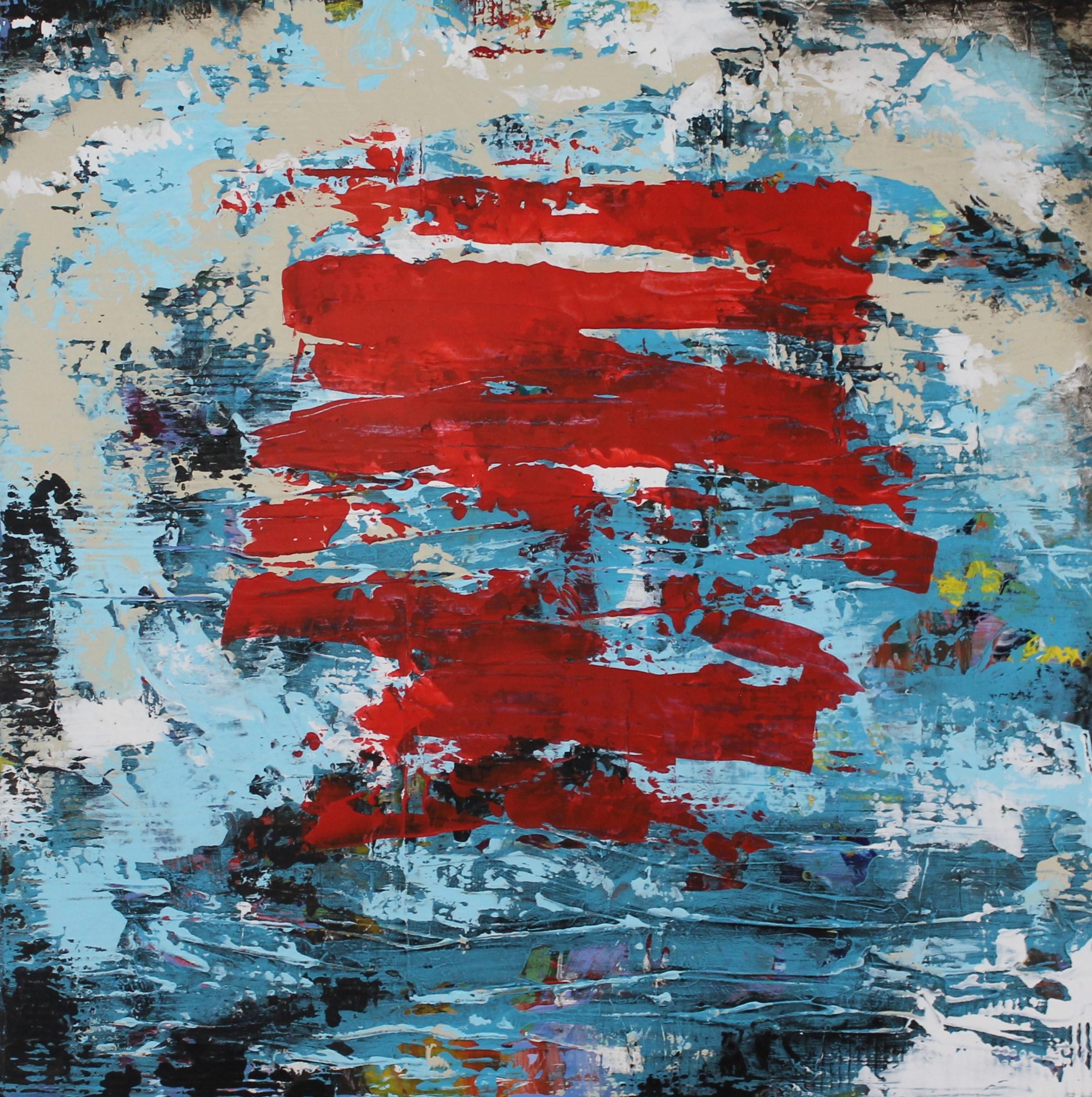 <p>Artist Comments<br>Artist Gary J. Noland Jr. exhibits an eye-catching abstract as an expression of feeling. The dynamic red paintwork drives the viewer's attention to the center and encourages an exploration of the cerulean background. Gary