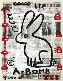 "A-Bomb Bunny" - Original Gary John Contemporary Pop Painting on Newspaper