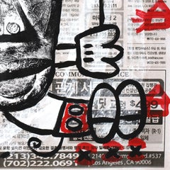 Le ballon d'air - Art figuratif original de la rue sur papier journal