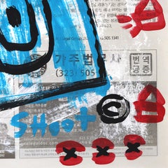 Pratique anti-target - Peinture d'origine du Pop Art de Gary John sur papier journal