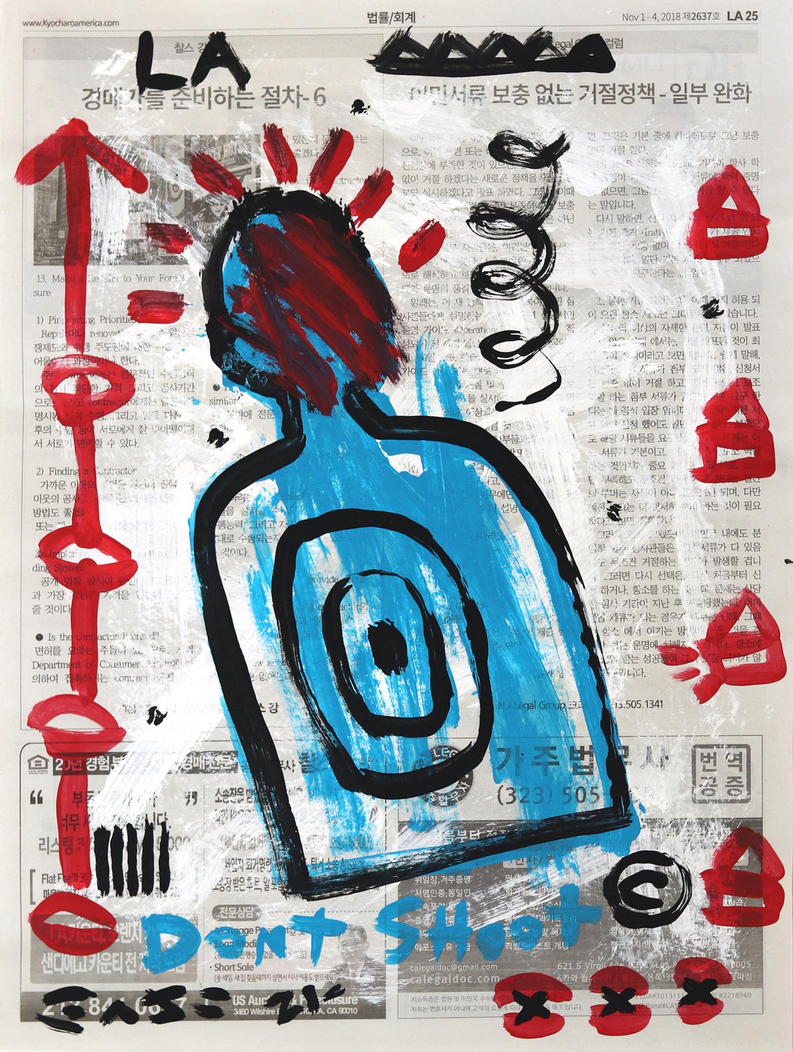 Anti-Target Practice – Original Gary John Pop-Art-Gemälde auf Zeitung