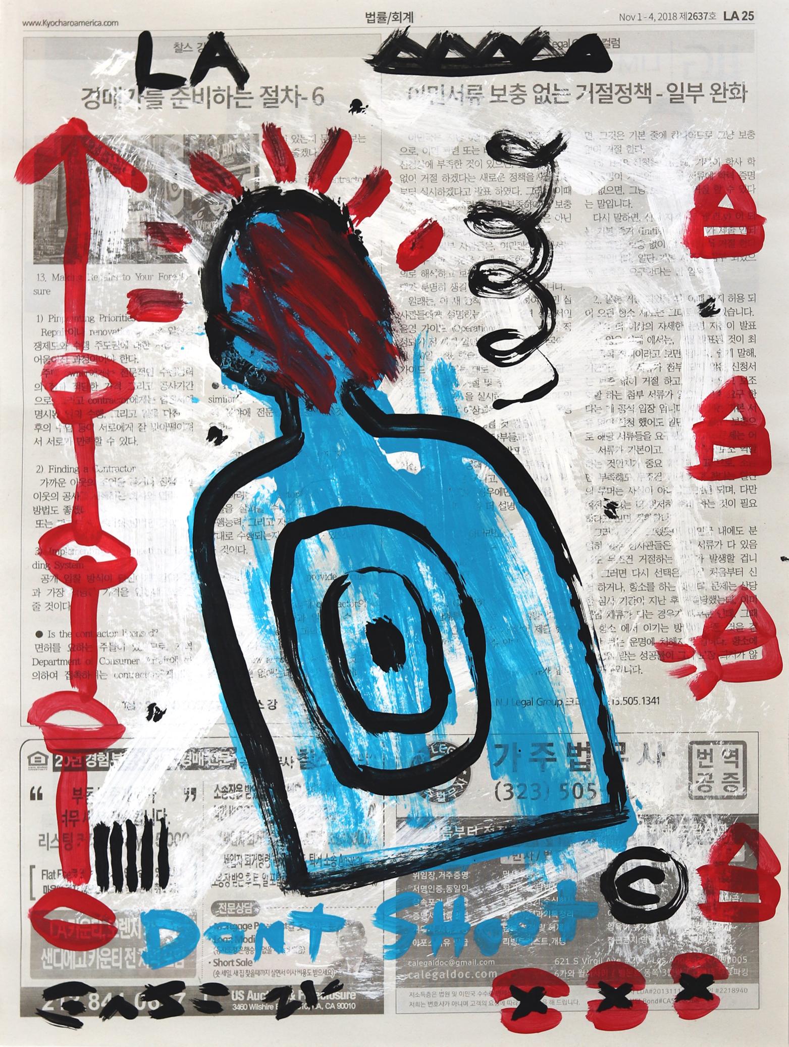 Práctica antiobjetivo - Pintura Pop Art original de Gary John sobre periódico