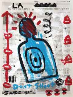 Anti-Target Practice - Original Gary John Pop Art Painting on Newspaper