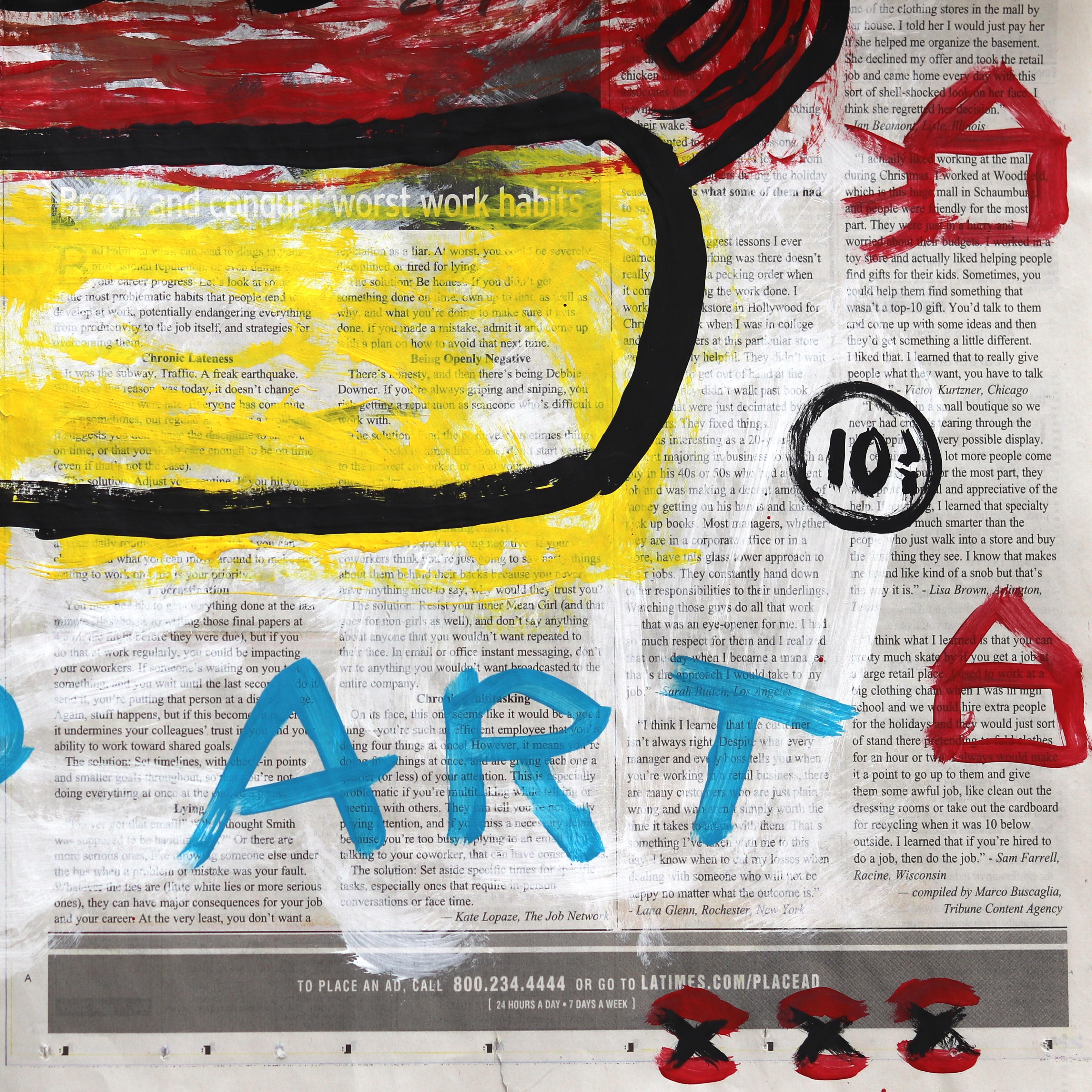 Clásico del parque de bolas - Obra de arte original sobre papel de periódico por Gary John en venta 1