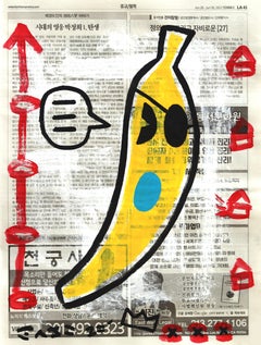 "Banana Speaking" - Original Gary John Pop Art Food Painting on Newspaper