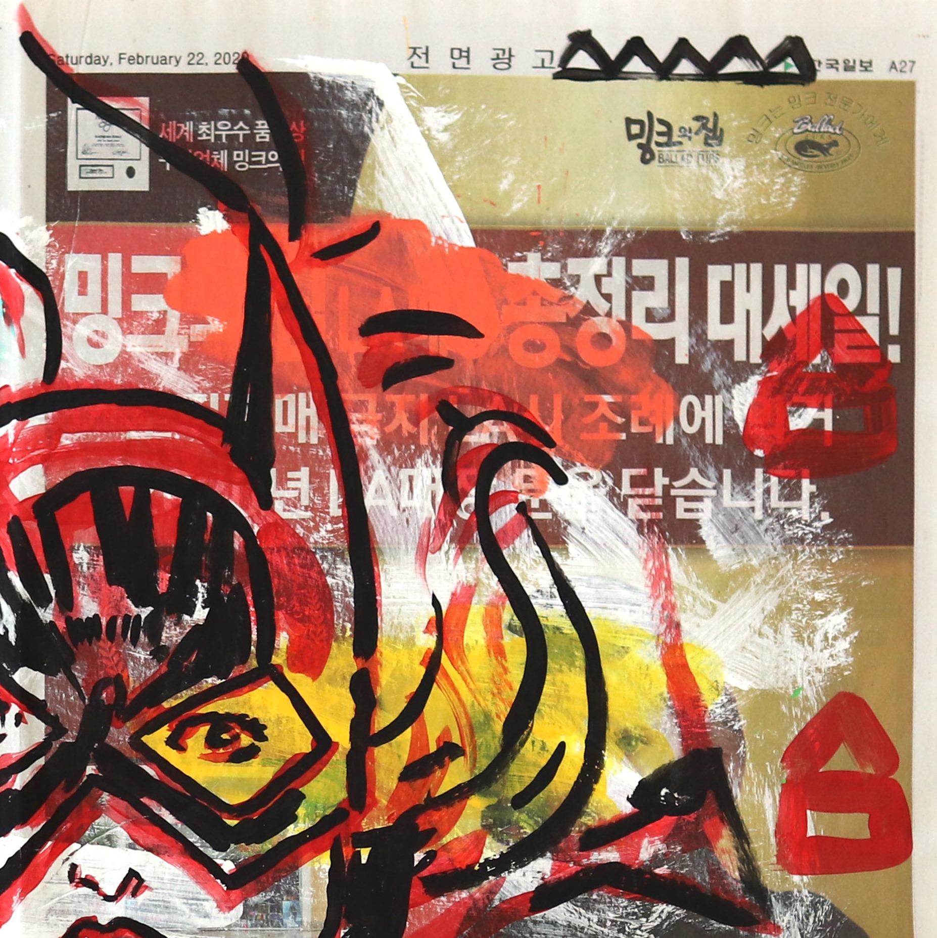 Batwoman Punch - Arte callejero original en papel de periódico por Gary John en venta 3