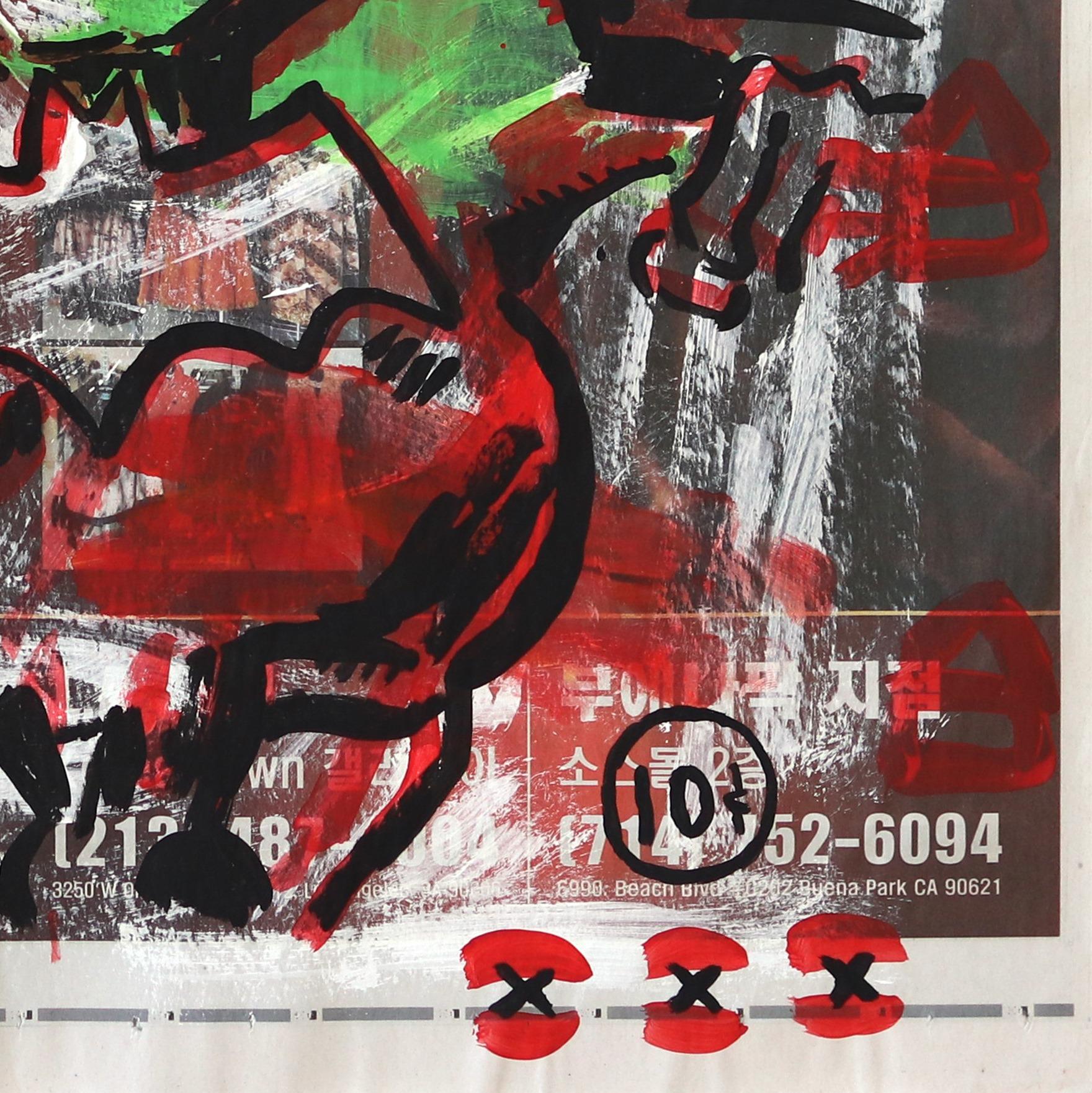 Batwoman Punch - Arte callejero original en papel de periódico por Gary John en venta 4