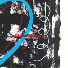 Black and Blue - Bold Abstract Love Heart Street Art Style Painting by Gary John