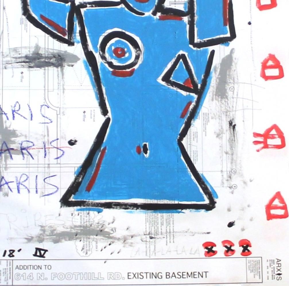 „Blaue Phase“ –  Figuratives kubistisches Pop-Street-Kunstgemälde von Gary John im Angebot 2