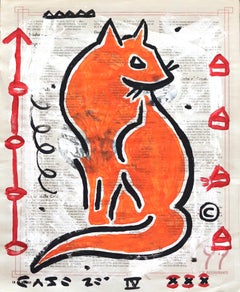 "Cat Person" - Original Gary John Pop Painting on Newspaper