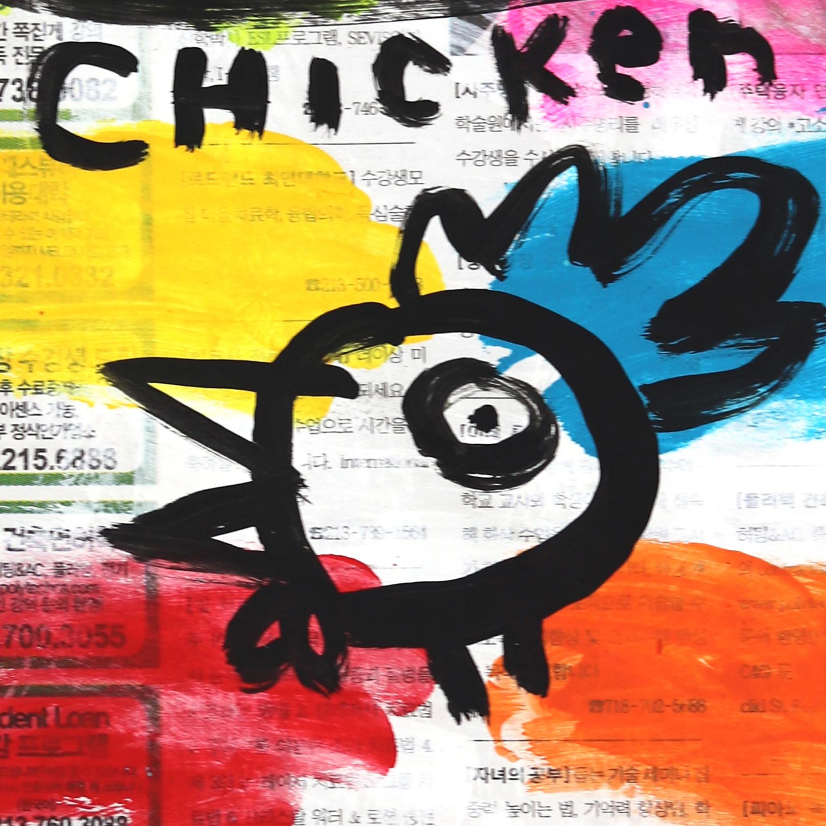 Chicken Soup - Original Gary John Street Art Food Painting on Newspaper For Sale 4