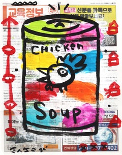 Chicken Soup - Original Gary John Street Art Speisegemälde auf Zeitung