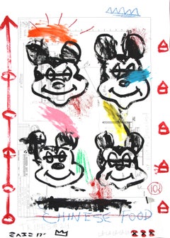 "Chinese Food Mickey" Pop Art contemporain original et coloré de Gary Johns