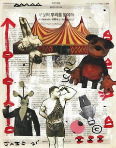 Circus - Original Gary John Street Art Gemälde auf Zeitung