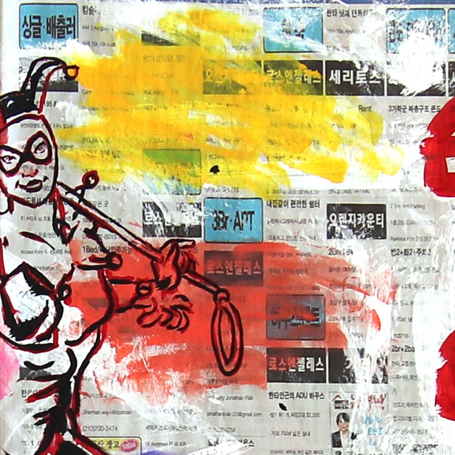 Circo Harley Quinn - Obra de Arte Pop Retro Original en Periódico por Gary John en venta 4