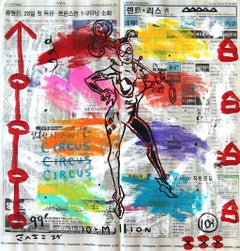 Circo Harley Quinn - Obra de Arte Pop Retro Original en Periódico por Gary John