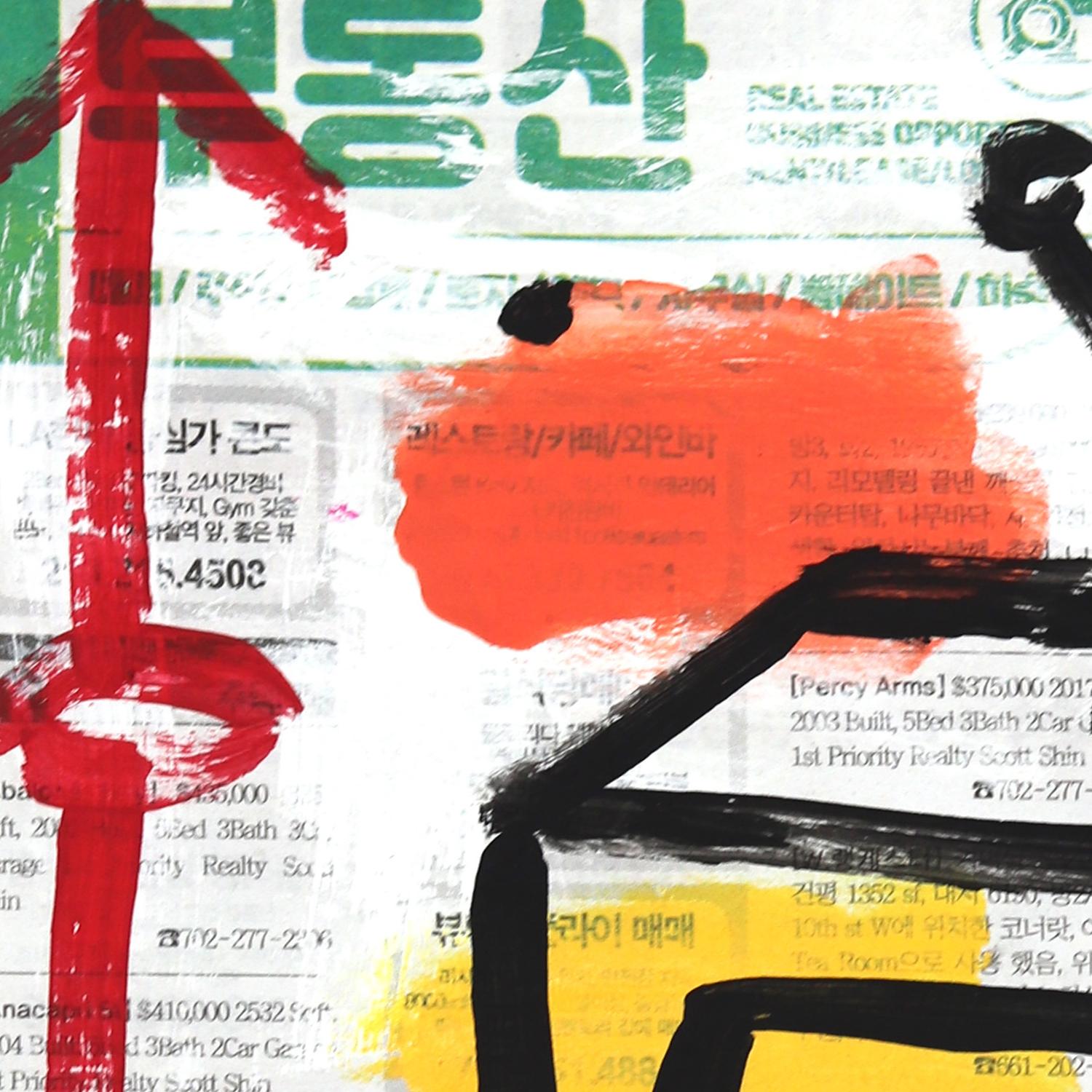 TV en color - Pintura callejera original de Gary John sobre periódico en venta 2