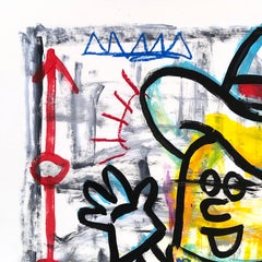 Cowboy ripieno di panna - Pittura astratta colorata di Gary Johns, cartone animato stupido