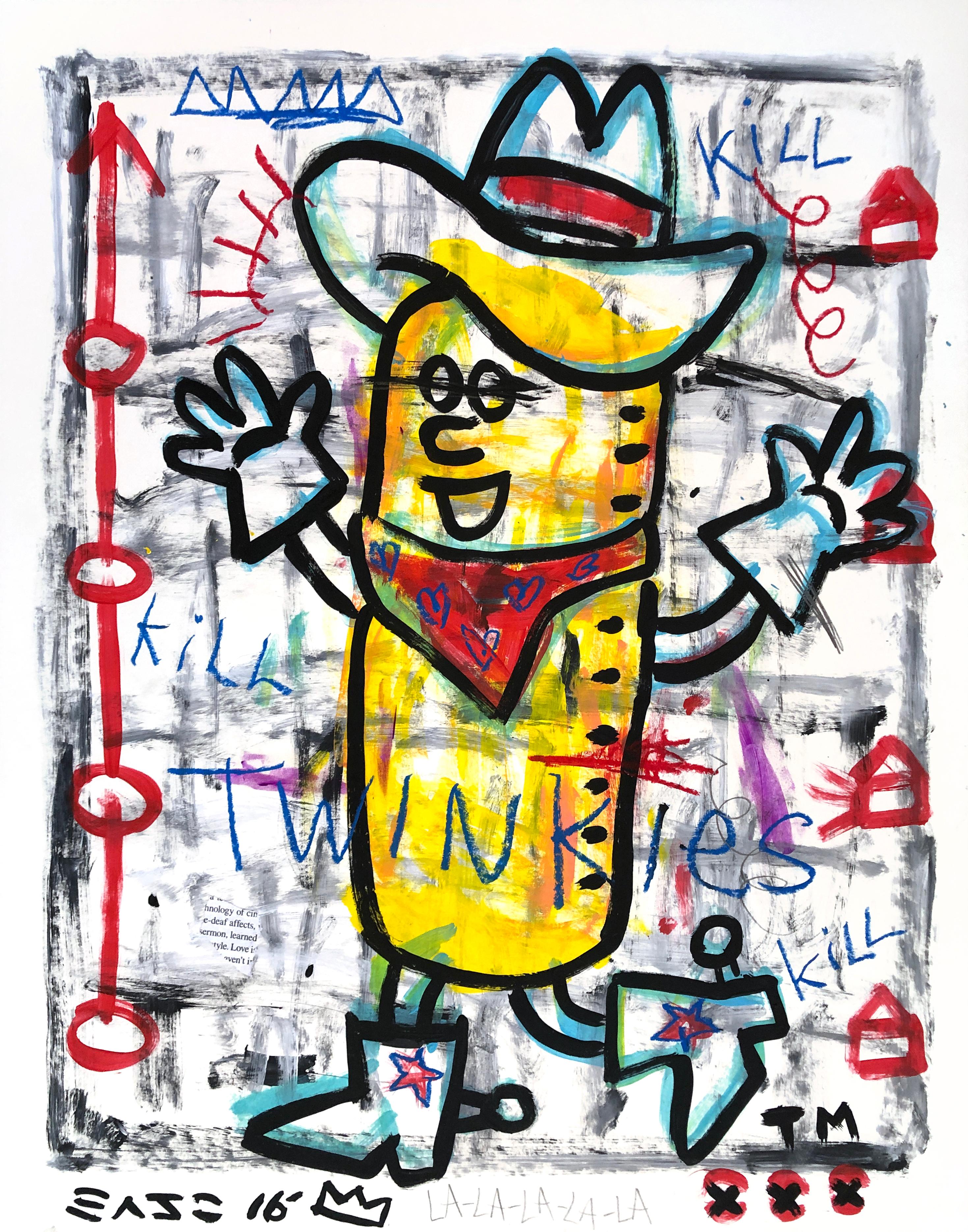 Cream Filled Cowboy - Colorful Abstract Silly Cartoon Painting by Gary John