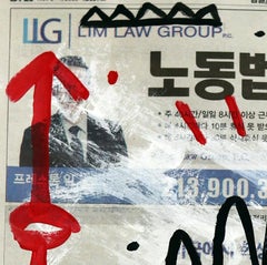 Crown Keeper - Original Black and Red Street Art on Newspaper by Gary John