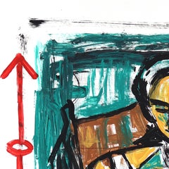 Sedia cubista in posa - Ritratto figurativo astratto a tecnica mista di Gary Johns