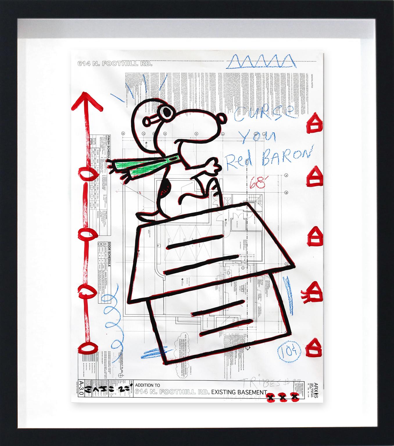 "Curse You, Red Baron '68" - Original Snoopy-Inspired Pop Artwork by Gary John