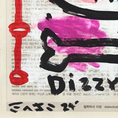 Dizzy Dizzyland - Pintura callejera original de Gary John sobre periódico