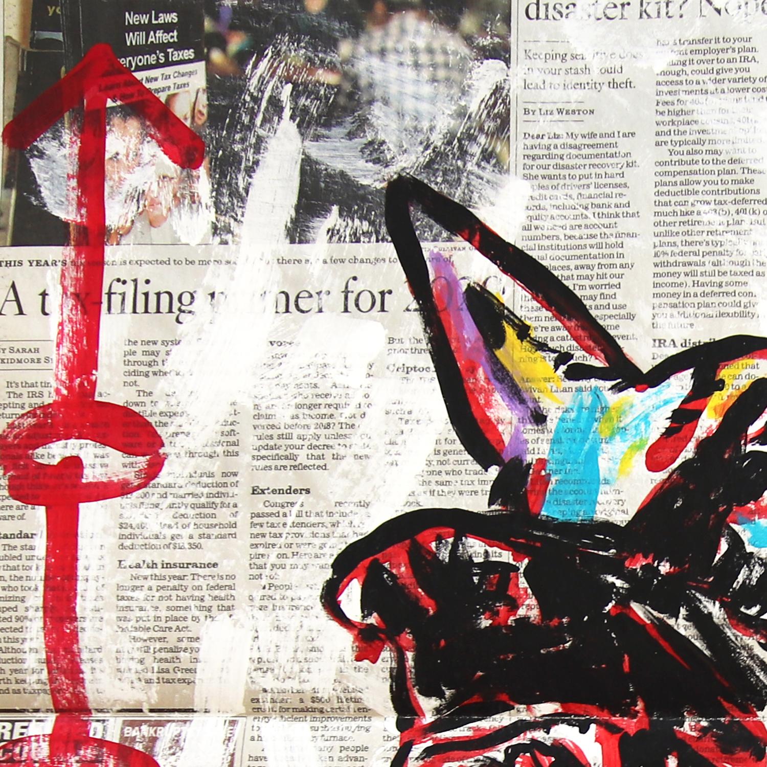 Doberman - Obra de Arte Original de Perro Animal en Periódico por Gary John en venta 2