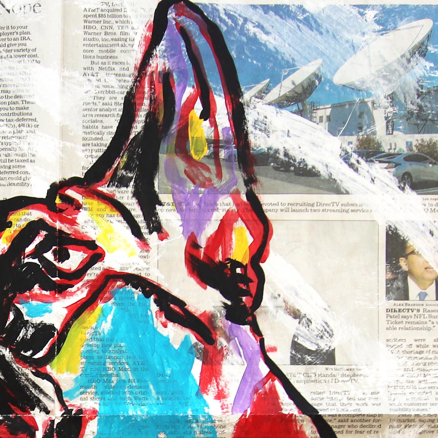 Doberman - Obra de Arte Original de Perro Animal en Periódico por Gary John en venta 3