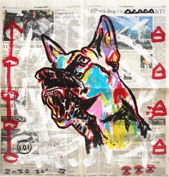 Doberman - Obra de Arte Original de Perro Animal en Periódico por Gary John