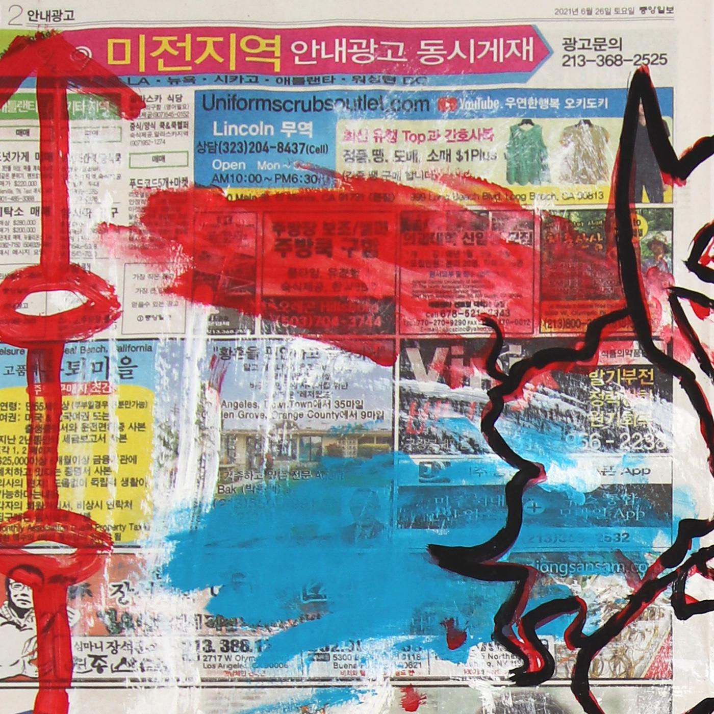 No temas, Batwoman está aquí - Obra de Arte Pop Retro Original en Periódico - Painting de Gary John