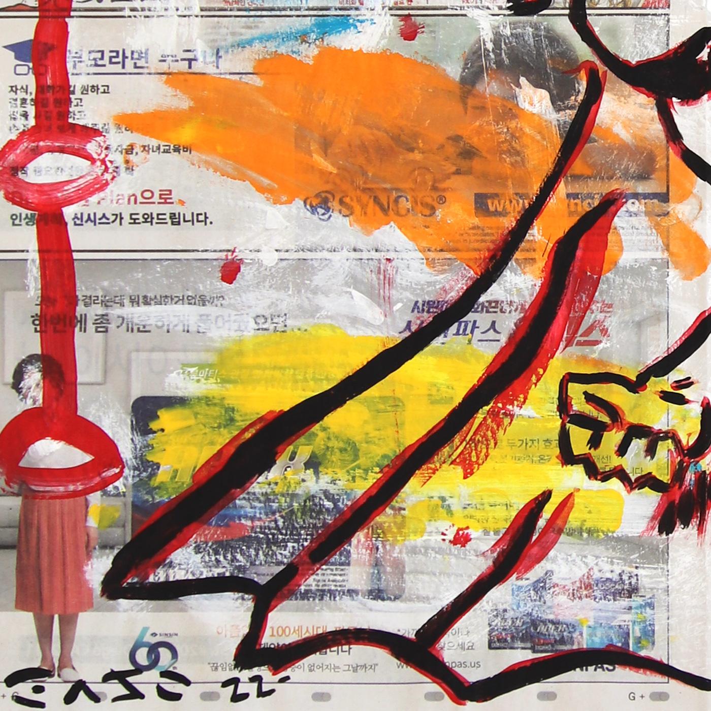 No temas, Batwoman está aquí - Obra de Arte Pop Retro Original en Periódico - Painting Arte pop de Gary John