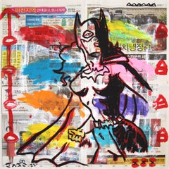 No temas, Batwoman está aquí - Obra de Arte Pop Retro Original en Periódico