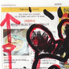 Non toccare i miei spaghetti da asporto - Mouse Street Art Pittura originale su carta di giornale