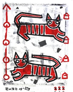 „Double Trouble“ Original Rote Katze Pop-Art von Gary John