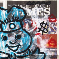 Doughboy - Opera d'arte originale di un'icona pop retrò su carta da giornale di Gary Johns