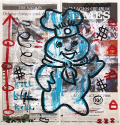 Doughboy - Icono retro pop original en papel de periódico por Gary John