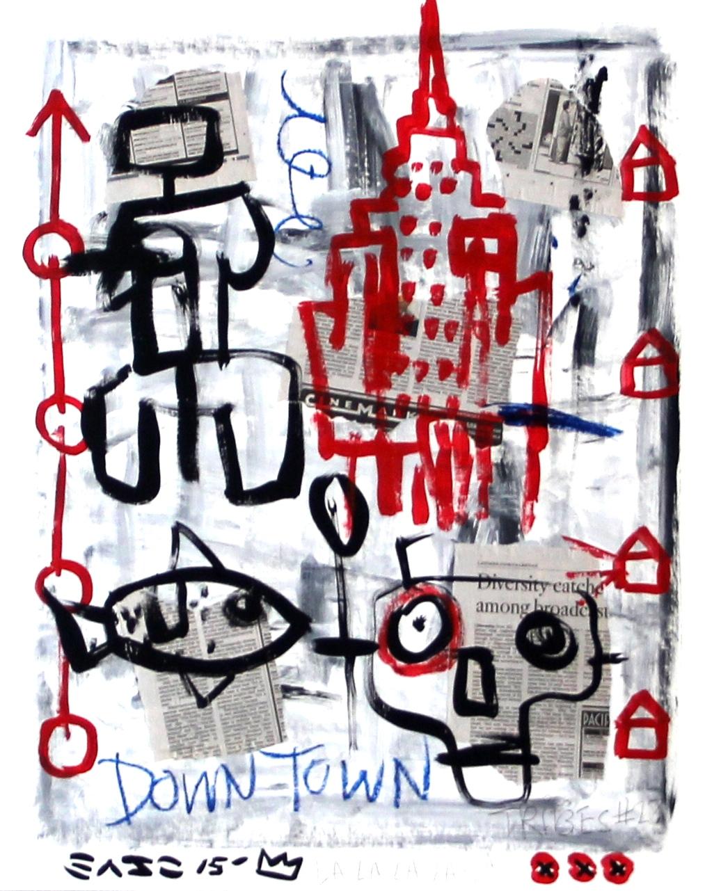 „Downtown“ – Original Empire State Building Street Art von Gary John